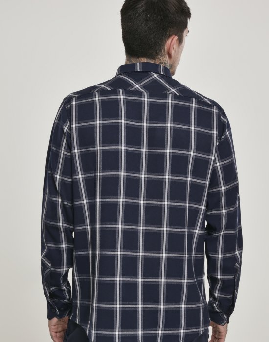 Мъжка карирана риза в тъмносиньо и бяло Urban Classics Basic Check Shirt, Urban Classics, Ризи - Complex.bg