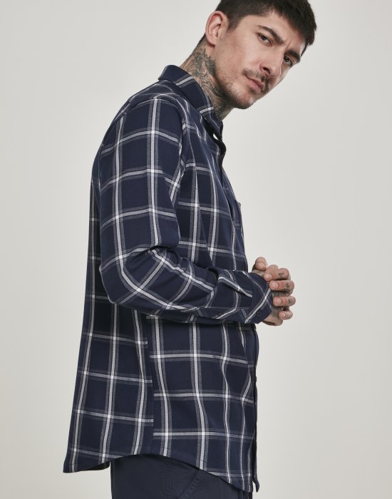 Мъжка карирана риза в тъмносиньо и бяло Urban Classics Basic Check Shirt, Urban Classics, Ризи - Complex.bg