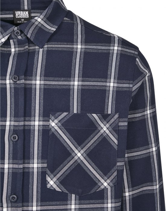 Мъжка карирана риза в тъмносиньо и бяло Urban Classics Basic Check Shirt, Urban Classics, Ризи - Complex.bg