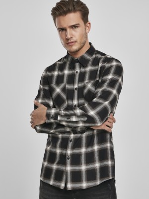 Мъжка карирана риза в черно и бяло Urban Classics Checked Flanell Shirt 6  Мъжка карирана риза в черно и бяло Urban Classics Checked Flanell Shirt 6