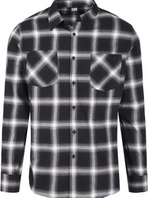 Мъжка карирана риза в черно и бяло Urban Classics Checked Flanell Shirt 6  Мъжка карирана риза в черно и бяло Urban Classics Checked Flanell Shirt 6