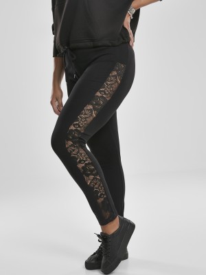 Дамски клин в черно Urban Classics Ladies Lace Striped Leggings 