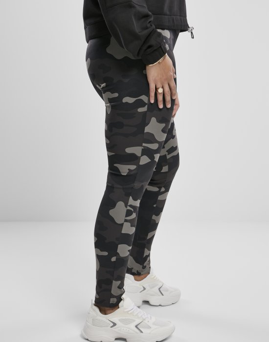 Дамски клин в сиво с камуфлажни шарки Urban Classics  Ladies High Waist Camo Tech Leggings, Urban Classics, Клинове - Complex.bg