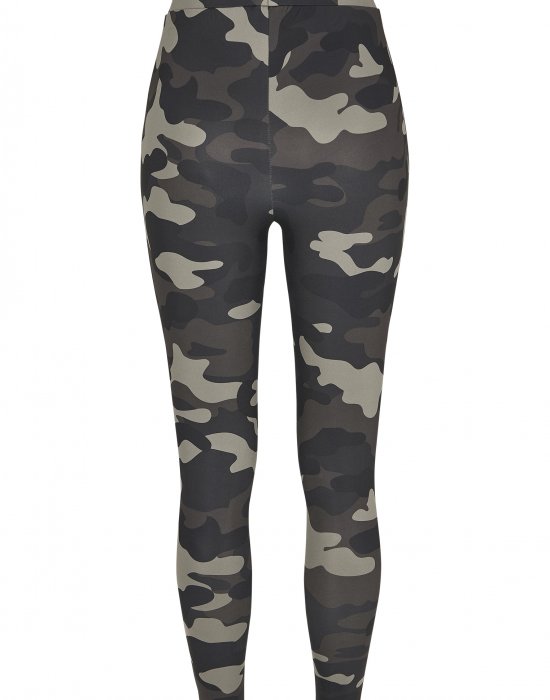 Дамски клин в сиво с камуфлажни шарки Urban Classics  Ladies High Waist Camo Tech Leggings, Urban Classics, Клинове - Complex.bg