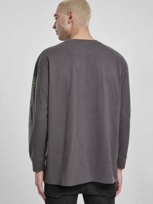 Мъжка  блуза в сиво Urban Classics Neon Logo Boxy Pocket LS 