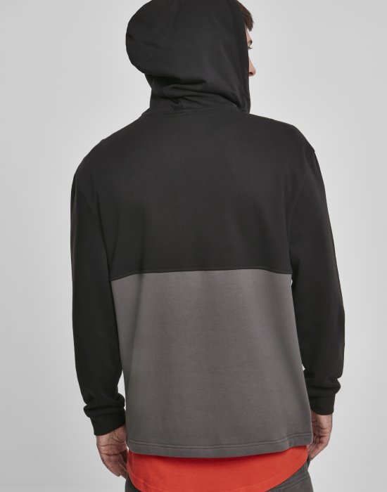 Мъжки суичър в черно и сиво Urban Classics Relaxed Half Zip Hoodie, Urban Classics, Суичъри с цип - Complex.bg