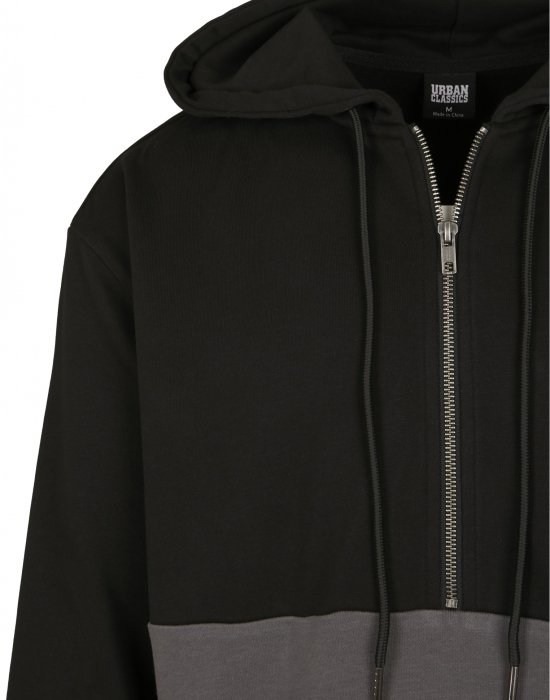 Мъжки суичър в черно и сиво Urban Classics Relaxed Half Zip Hoodie, Urban Classics, Суичъри с цип - Complex.bg