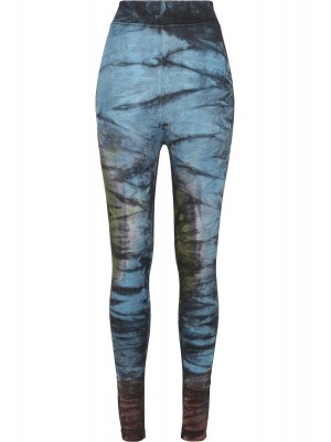 Дамски клин в черно и синьо Urban Classics Ladies Cotton Tie Dye High Waist Leggings 