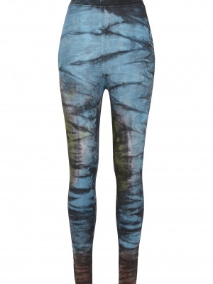 Дамски клин в черно и синьо Urban Classics Ladies Cotton Tie Dye High Waist Leggings 