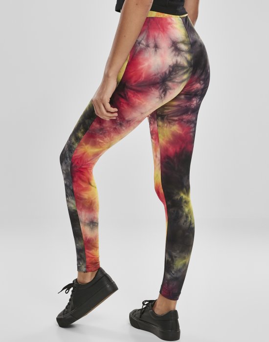 Дамски клин в черно и тъмнорозово от Urban Classics Ladies Tie Dye High Waist Leggings, Urban Classics, Клинове - Complex.bg