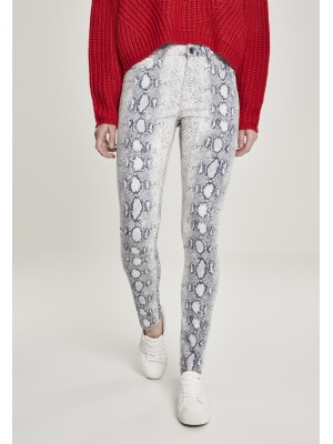 Дамски панталон в бяло Urban Classics Ladies Animal Stretch Twill Skinny Pants