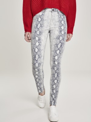 Дамски панталон в бяло Urban Classics Ladies Animal Stretch Twill Skinny Pants
