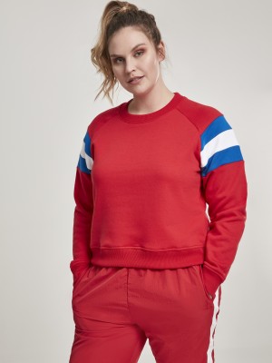 Дамска блуза в червено от Urban Classics Ladies Sleeve Stripe Crew Дамска блуза в червено от Urban Classics Ladies Sleeve Stripe Crew