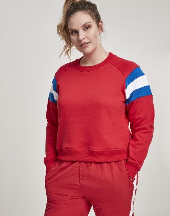 Дамска блуза в червено от Urban Classics Ladies Sleeve Stripe Crew, Urban Classics, Блузи - Complex.bg