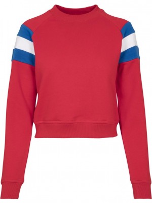 Дамска блуза в червено от Urban Classics Ladies Sleeve Stripe Crew Дамска блуза в червено от Urban Classics Ladies Sleeve Stripe Crew