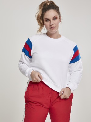 Дамска блуза в бяло от Urban Classics Ladies Sleeve Stripe Crew  Дамска блуза в бяло от Urban Classics Ladies Sleeve Stripe Crew