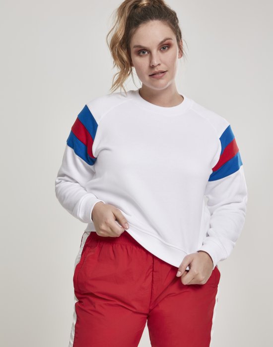 Дамска блуза в бяло от Urban Classics Ladies Sleeve Stripe Crew, Urban Classics, Блузи - Complex.bg