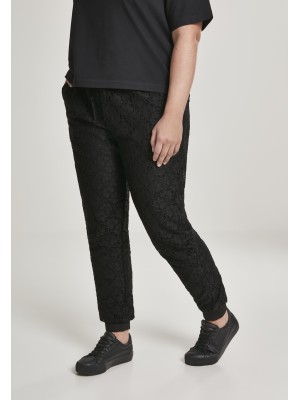 Дамски спортни панталони в черно Urban Classics Ladies Lace Jersey Jog Pants 