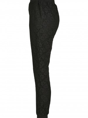 Дамски спортни панталони в черно Urban Classics Ladies Lace Jersey Jog Pants 