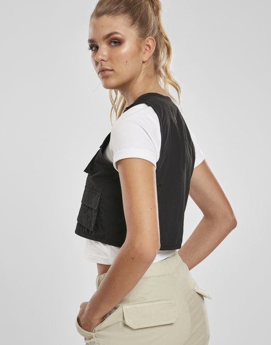 Дамска жилетка без ръкави в черно от Urban Classics Ladies Short Tactical Vest, Urban Classics, Жилетки - Complex.bg