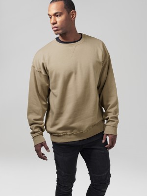 Мъжка блуза в бежово Urban Classics Oversized Open Edge Crew