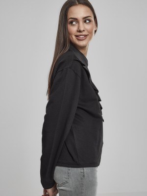 Дамска блуза в черно Urban Classics Ladies Terry Volant Crew