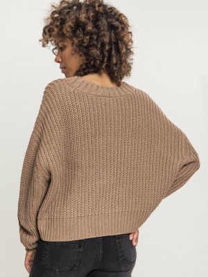 Дамска блуза в бежово от Urban Classics Ladies Wide Oversize Sweater  Дамска блуза в бежово от Urban Classics Ladies Wide Oversize Sweater