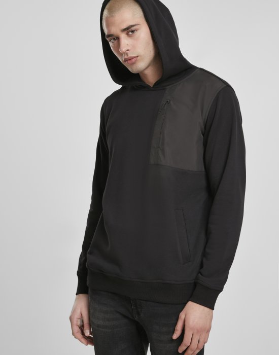 Мъжки суичър в черно Urban Classics Military Shoulder Pocket Hoodie, Urban Classics, Суичъри - Complex.bg