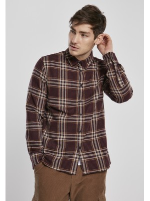 Мъжка риза в тъмночервено каре Urban Classics Checked Campus Shirt 