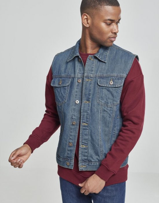 Мъжко яке без ръкави Urban Classics в синьо Denim Vest, Urban Classics, Якета - Complex.bg