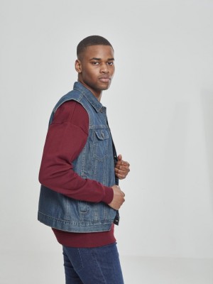 Мъжко яке без ръкави Urban Classics в синьо Denim Vest 