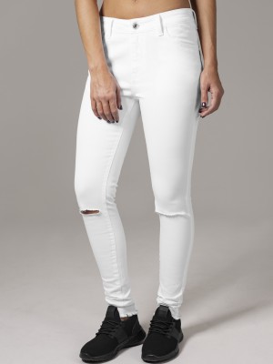 Дамски панталон в бяло Urban Classics Ladies Cut Knee Pants 