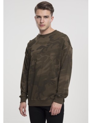 Мъжка блуза в цвят маслина с камуфлажни шарки Urban Classics Camo Crewneck