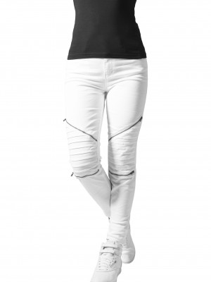 Дамски панталон в бяло Urban Classics Ladies Stretch Biker Pants