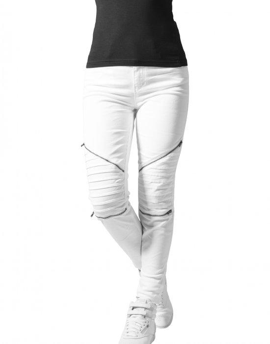 Дамски панталон в бяло Urban Classics Ladies Stretch Biker Pants, Urban Classics, Панталони - Complex.bg