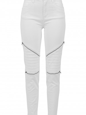 Дамски панталон в бяло Urban Classics Ladies Stretch Biker Pants