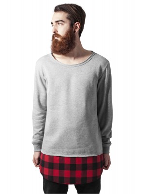 Мъжка блуза в сиво от Urban Classics Long Flanell Bottom Open Edge Crewneck 