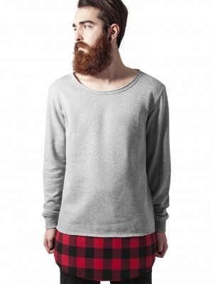 Мъжка блуза в сиво от Urban Classics Long Flanell Bottom Open Edge Crewneck 