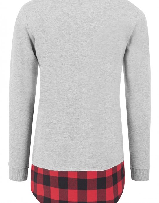 Мъжка блуза в сиво от Urban Classics Long Flanell Bottom Open Edge Crewneck, Urban Classics, Блузи - Complex.bg