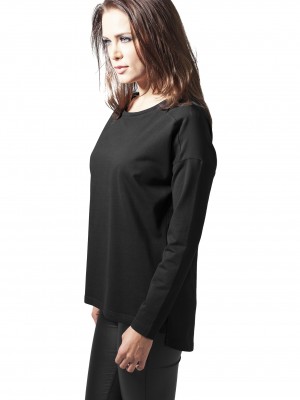 Дамска блуза в черно Urban Classics Ladies Oversize Chiffon Crew  Дамска блуза в черно Urban Classics Ladies Oversize Chiffon Crew
