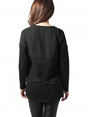 Дамска блуза в черно Urban Classics Ladies Oversize Chiffon Crew  Дамска блуза в черно Urban Classics Ladies Oversize Chiffon Crew