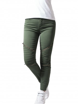 Дамски панталон в цвят маслина Urban Classics Ladies Stretch Biker Pants