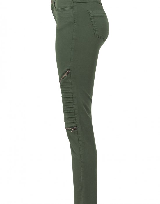 Дамски панталон в цвят маслина Urban Classics Ladies Stretch Biker Pants, Urban Classics, Панталони - Complex.bg