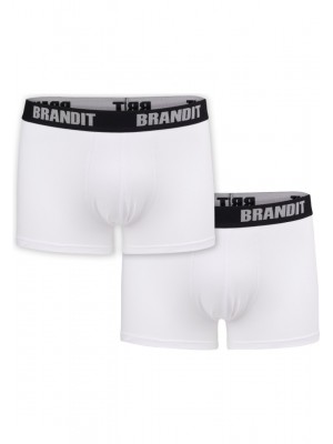 Два чифта боксерки в бял цвят Brandit Boxershorts Logo 2er Pack wht/wht 