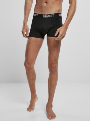 Два чифта боксерки в черен цвят Brandit Boxershorts Logo 2er Pack black/black