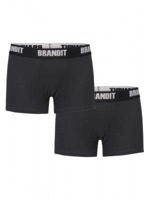 Два чифта боксерки в черен цвят Brandit Boxershorts Logo 2er Pack black/black