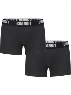 Два чифта боксерки в черен цвят Brandit Boxershorts Logo 2er Pack black/black