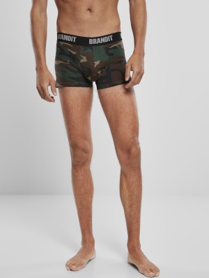 Два чифта боксерки в камуфлажен и черен цвят Brandit Boxershorts Logo 2er Pack woodland/black 