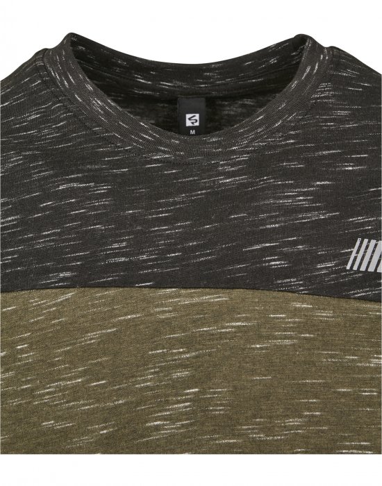 Мъжка тениска в мраморно масленозелен цвят Southpole Color Block Tech Tee marled olive, Southpole, Тениски - Complex.bg