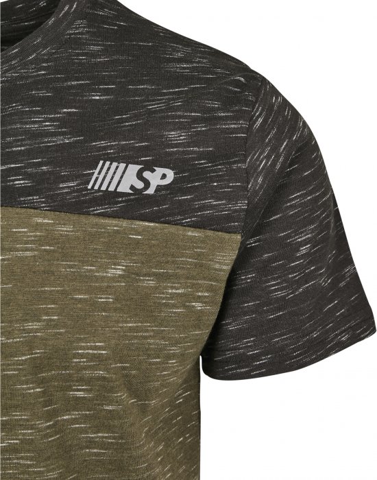 Мъжка тениска в мраморно масленозелен цвят Southpole Color Block Tech Tee marled olive, Southpole, Тениски - Complex.bg